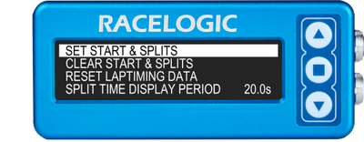 Lap Timing menu - set start and splits highlighted