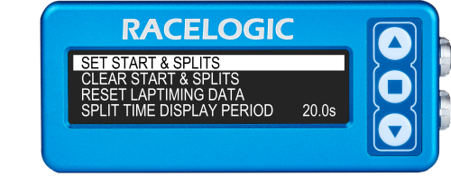 Lap Timing menu - set start and splits highlighted