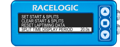 Lap Timing menu - split time display period highlighted