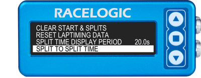 Lap Timing menu - split to split time highlighted