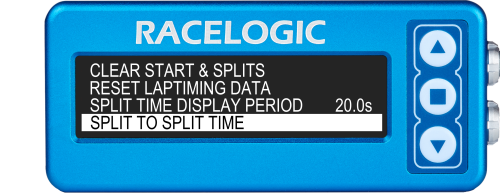 Lap Timing menu - split to split time highlighted