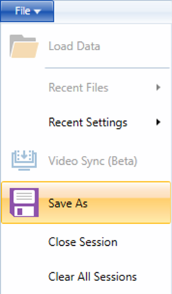 Screenshot of the VBOX Test Suite File Menu with Save As highlighted.