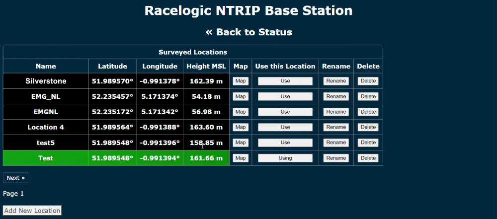 Screenshot of the Load Location screen.