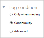 Cropped screenshot of the Log Condition options.