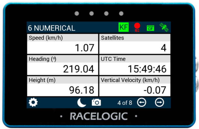 MFD Touch displaying the 6 Numerical Data Display screen.