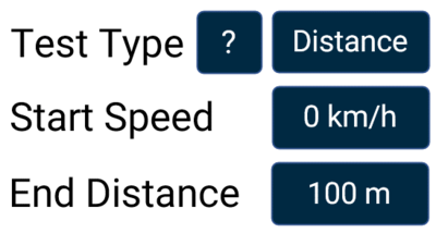 Distance Accel Test options in the Accel Settings on MFD Touch.