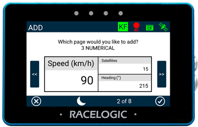 MFD Touch displaying the Add screen set to the 3 Numerical display option. 