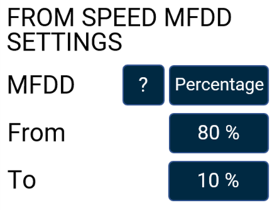 From Speed MFDD Settings in the Decel Test Settings in the VBOX Touch MFD App.