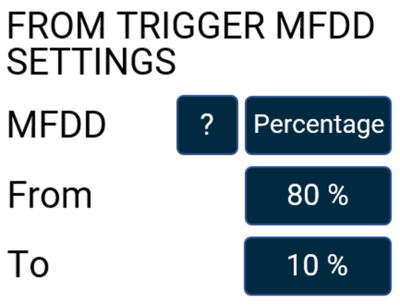 From Trigger MFDD Settings in the Decel Test Settings in the VBOX Touch MFD App.