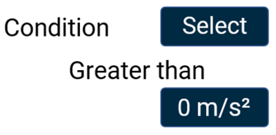 Condition option in the G-Ball Alert settings in the VBOX Touch MFD App.