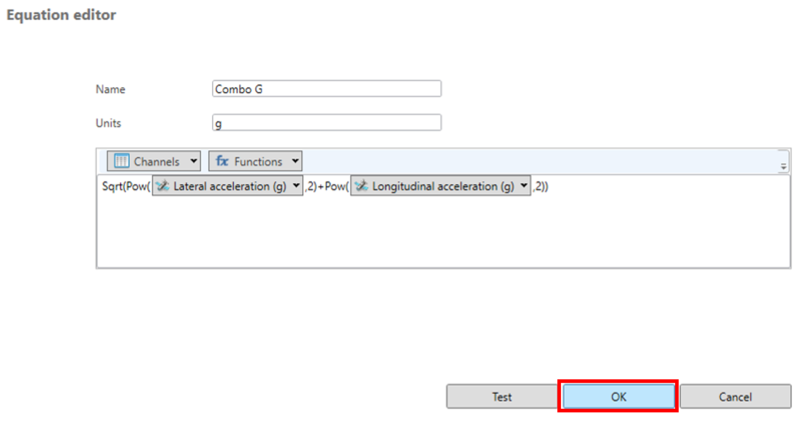 Screenshot of the Equation Editor with the equation for Combo G shown and the OK button highlighted.