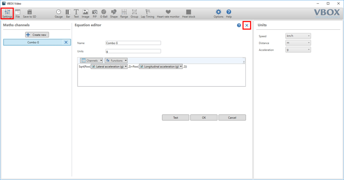 Screenshot of the Maths Channels overview with the Settings Menu button and Close icon highlighted.
