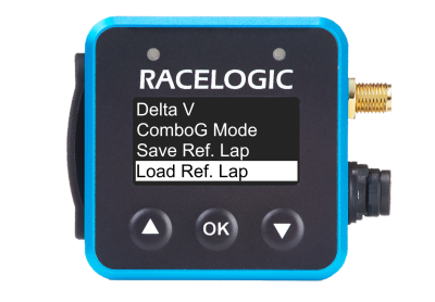 Mini LapTimer showing the Load Ref. Lap option in the Predictive Lap Timing settings.
