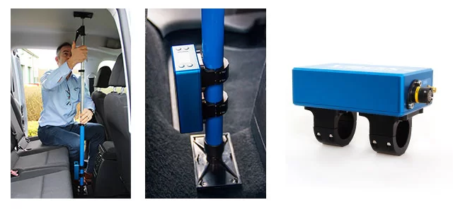 Photos of mounting examples for VBOX Speed Sensor.