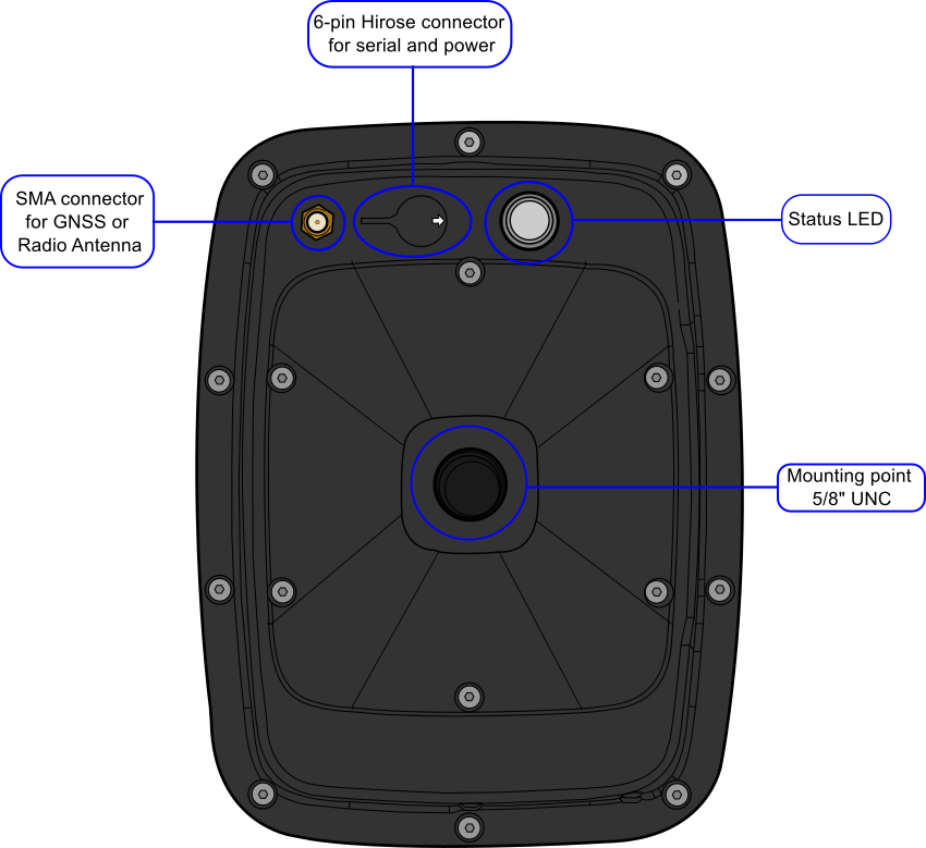 Drawing of the NTRIP Base Station - bottom.