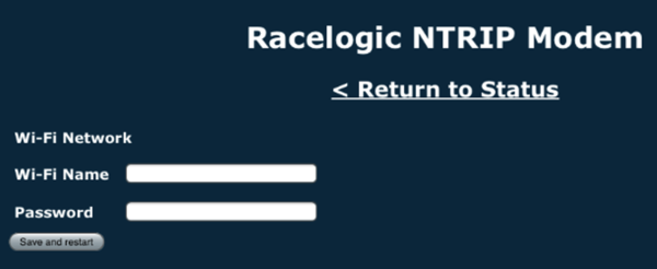 Screenshot of the NTRIP Modem Wi-Fi Network settings.