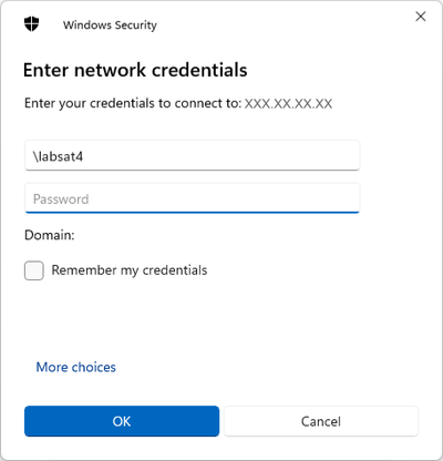 Screenshot of the Windows Security login window for entering network credentials.