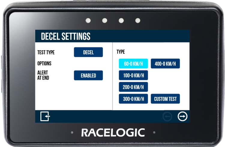 Performance Box Touch displaying the Decel Settings screen.