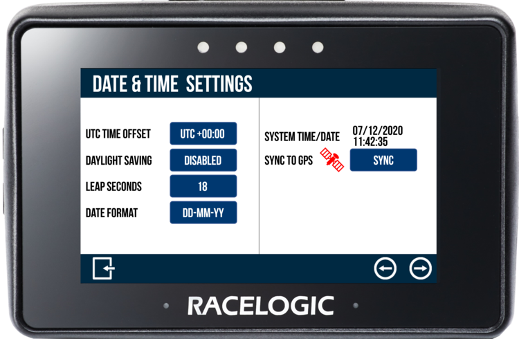 Performance Box Touch displaying the Date & Time Settings screen.