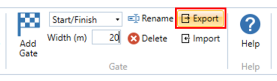 Gate section of the ribbon in the Map Tab with the Export button highlighted.   