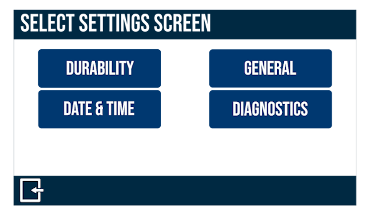 Select Settings screen in the Speed Profiler App on Performance Box Touch.