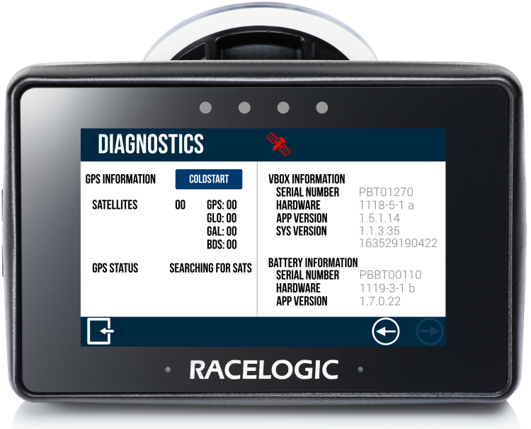 Performance Box Touch displaying the Diagnostics screen.