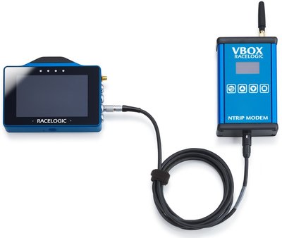 Photograph of VBOX Touch connected to NTRIP Modem