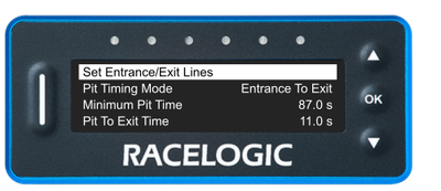 VBOX Pit Lane Timer showing the Set Entrance/Exit Lines option in the Pit Lane Menu.