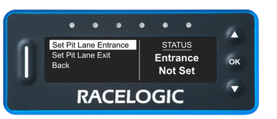 VBOX Pit Lane Timer showing the Set Pit Lane Entrance option on the Set Entrance/Exit Lines screen.