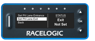 VBOX Pit Lane Timer showing the Set Pit Lane Exit option on the Set Entrance/Exit Lines screen.