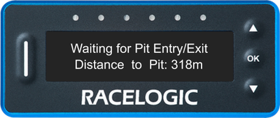 VBOX Pit Lane Timer (RLVBPIT-S/RLVBPIT-R) showing the Waiting for Pit Entry-Exit screen.