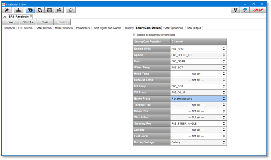 Screenshot from RaceStudio3 software.
