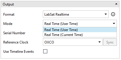 Screenshot of the Output options with the Mode drop down displayed.