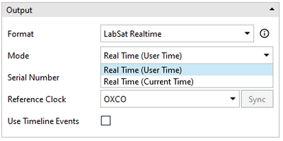 Screenshot of the Output options with the Mode drop down displayed.