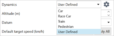 Screenshot of the Dynamics options.