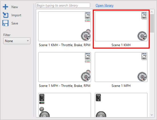 Screenshot of the Scene Library load options.
