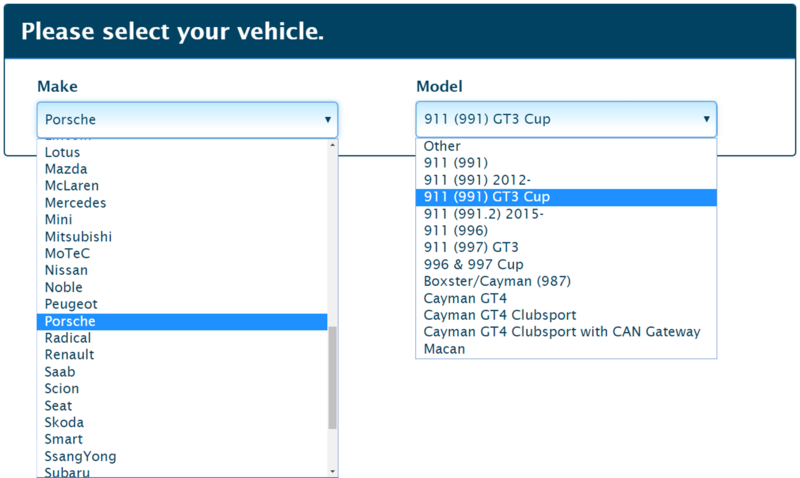 Screenshot of the Scene Wizard Select Vehicle options.