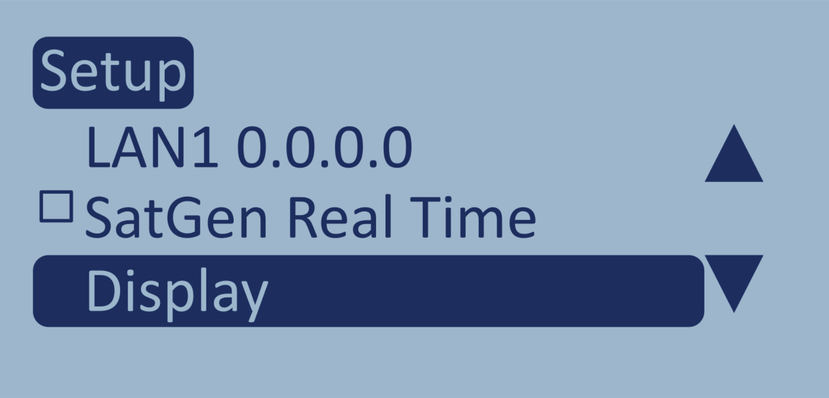 Screenshot of the Setup Menu with Display highlighted.