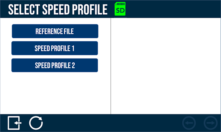 Select Speed Profile screen in the Speed Profiler App on Performance Box Touch.