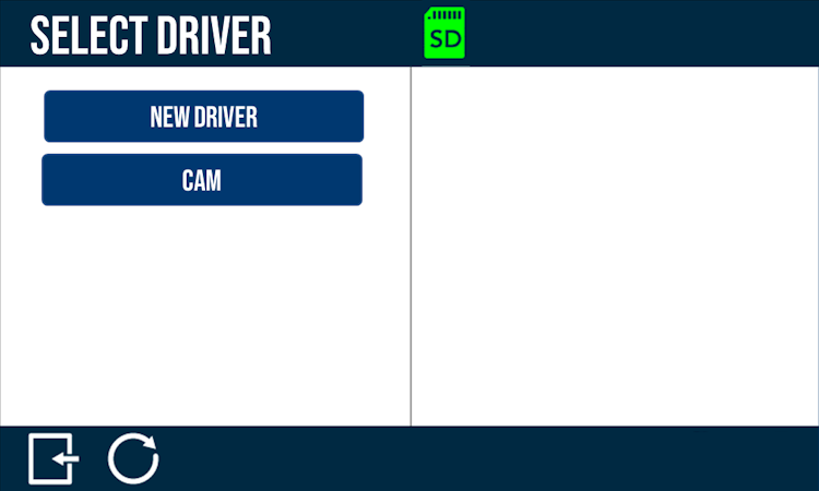 Select Driver screen from the VBOX Touch Speed Profiler App.