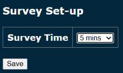 Screenshot of the Survey Set-up - Survey Time options with 5 mins selected.