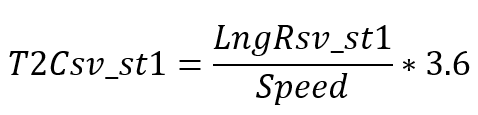 Equation for calculating the time to collision between the Subject Vehicle and Static Target 1, based on the subject vehicle's heading
