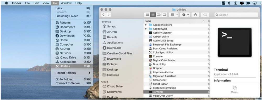 Screenshot of the Utilities screen.