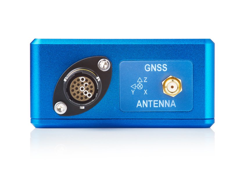 Photograph of the connectors on a VBOX 3iS Single Antenna unit.