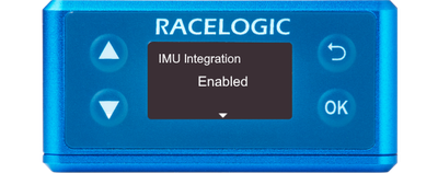 Illustration of a VBOX 3iS showing IMU Integration screen with 'Enabled' displayed.