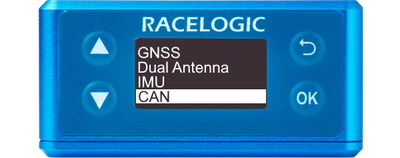Illustration of a VBOX 3iS displaying the main menu with CAN highlighted.