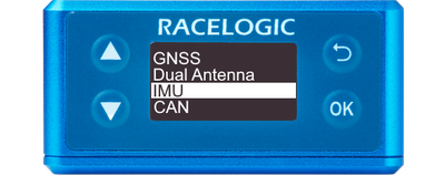 Illustration of VBOX 3iS showing the main menu with IMU highlighted.