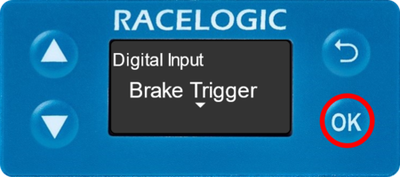 Digital Input screen on VBOX 3iS front panel.