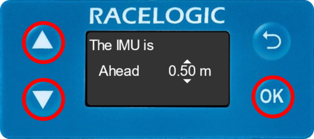 Illustration of the Ant to IMU setting screen with Ahead options displayed.