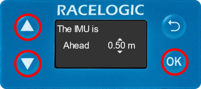 Illustration of the Ant to IMU setting screen with Ahead options displayed.